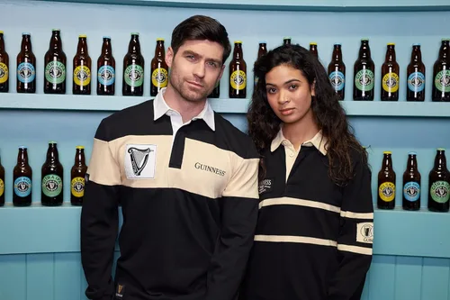 Vista 5 de Guinness Camiseta de rugby irlandés de manga larga para hombre, camiseta de rugby estilo polo para hombre, sudadera de cerveza