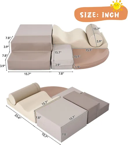 Vista 6 de Merax Juguetes de escalada para niños pequeños, juego de escalada y gateo suave para interiores, bloques de espuma suave para escalar, gatear, 6