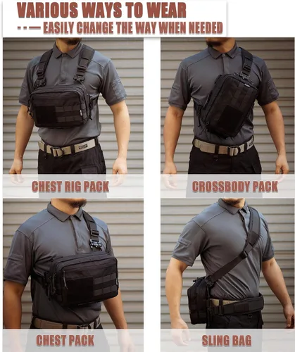 Vista 6 de Bolso Táctico de Cinturón de Pecho Oculto para Transporte Discreto CCW, Bolso Molle IFAK EMT Organizador Médico para Caza al Aire Libre, Tiro