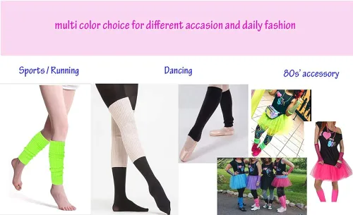 Vista 4 de CHUNG Calentadores de piernas de punto para mujeres y jóvenes, de 16 pulgadas, neón, para fiestas, bailes, deportes, fitness, Halloween, paquete