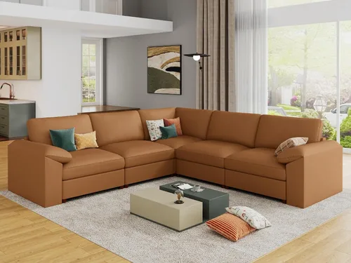 Vista 64 de EASE MOOSE Sofá modular seccional, sofá en forma de U para sala de estar Beige