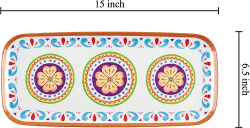 Vista 3 de UP ware Cinco de Mayo - Bandeja rectangular de melamina para servir, 15 x 6.5 pulgadas, bandeja de comida sin BPA para entretenimiento en fiestas