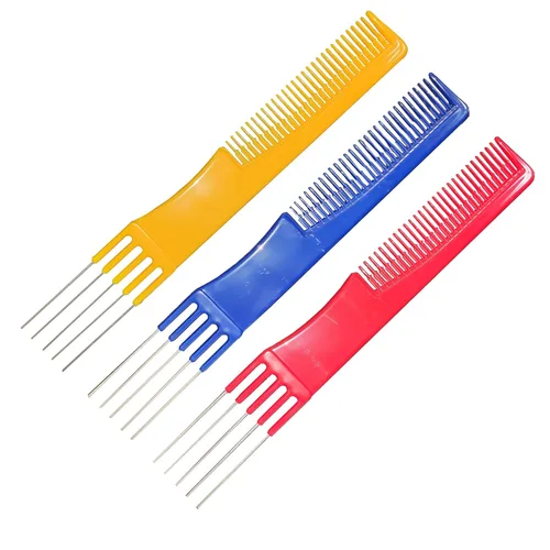Vista 8 de Peine con peine de metal para mujer, peine para peinar el cabello (1 unidad, negro)