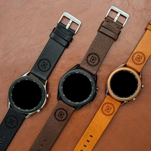 Vista 2 de Cruz Azul - Correa de reloj de piel compatible con Samsung Galaxy Watch y más