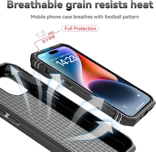 Vista 7 de Funda compatible con iPhone 15 Pro, iPhone 15 Pro con funda para cámara y soporte, grado militar, a prueba de golpes, resistente, con soporte