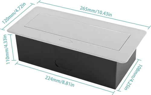 Vista 7 de Enchufe desplegable de escritorio con receptáculo de 3 tomas de corriente y 2 puertos USB
