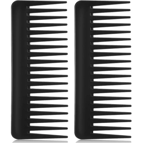 Vista 22 de Patelai Peine de dientes anchos, peine desenredante grande para cabello rizado, húmedo y seco, sin mango, accesorios desenredantes (ámbar)
