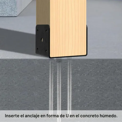 Vista 8 de 4 piezas de anclaje de poste de hormigón en forma de U soporte de poste de 4x4 soporte de base de poste de tierra, soportes de pérgola base de poste