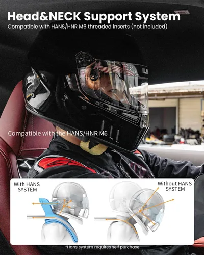 Vista 4 de ILM Snell SA2020 Casco de carreras de auto de cara completa con fibra de vidrio ligera para hombres y mujeres adultos Modelo 890