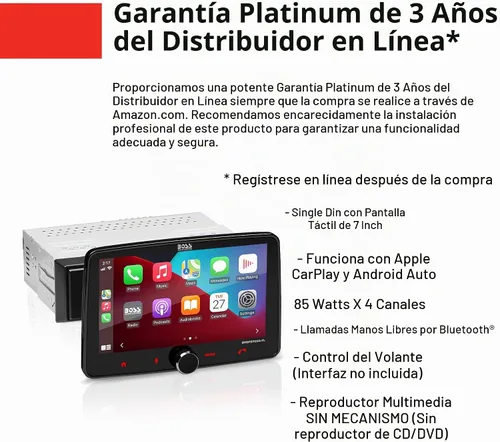 Vista 5 de BOSS Audio Systems BVCP9700A-FL CarPlay Android Stereo, pantalla táctil de 7 pulgadas