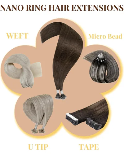 Vista 23 de 【Descuento】Hetto - Extensiones de cabello con cinta adhesiva, 40g, extensiones de cabello humano, color rubio ceniza oscuro degradado a rubio medio