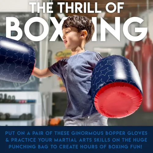 Vista 4 de Franklin Sports Juego de saco de boxeo inflable y guante Bopper, perfecto para niños y niños pequeños, bolsa de boxeo de gran tamaño y guantes