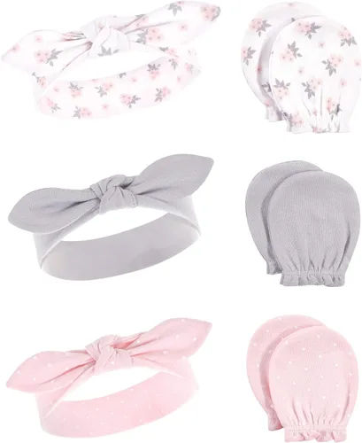 Vista 23 de Hudson Baby Conjunto de diadema de algodón y manoplas para rascar para bebé