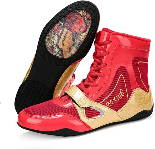 Vista 2 de Kervaky Zapatos de lucha libre para hombre, zapatos de boxeo profesionales, tenis de fitness, ligeros, transpirables, para levantamiento de pesas