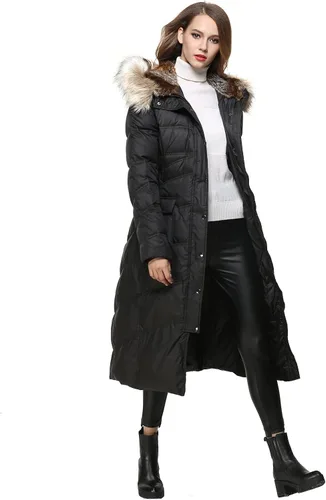 Vista 6 de Bldo Chaqueta larga con capucha y piel, engrosada, para mujer