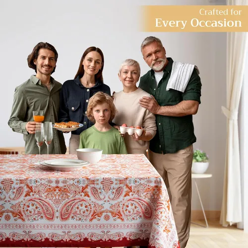 Vista 6 de Maison d' Hermine Mantel decorativo cuadrado 100% algodón, lavable, para comedor, fiestas de bufé y campamento, Acción de Gracias/Navidad, estampado