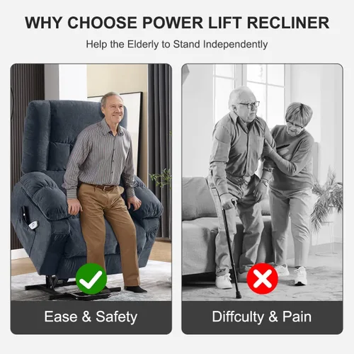 Vista 6 de MAHOMICO Silla reclinable eléctrica para personas mayores con funciones de masaje por vibración y calefacción, sofá reclinable eléctrico individual
