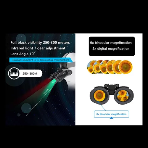 Vista 6 de Aetheria NV8300 - Gafas de visión nocturna 3D 4K montadas en casco, binoculares engranaje infrarrojo de visión nocturna, telescopio de visión