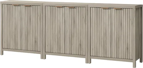 Vista 16 de OAKHAM HOME Oxford Storage Cabinet Fluted Sideboard Buffet with Adjustable Shelves Modern Accent Console Credenza for Hallway, Living Room, Entryway