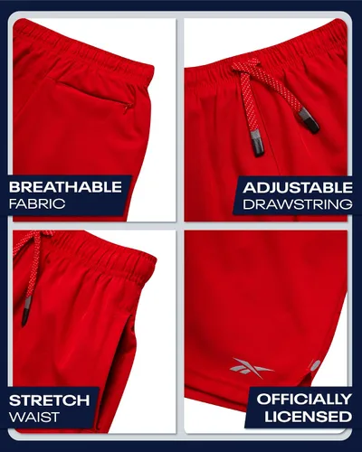 Vista 3 de Reebok Pantalones cortos de baloncesto 2 en 1 con forro de compresión y bolsillos, pantalones cortos deportivos para niños para gimnasio y correr