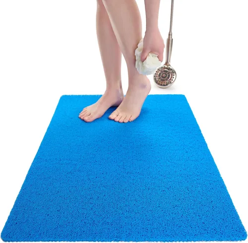 Vista 106 de Enkosi Alfombra de ducha antideslizante Loofah para suelos de ducha, bañera, baños, zonas húmedas, alfombrilla de baño acolchada con agujeros