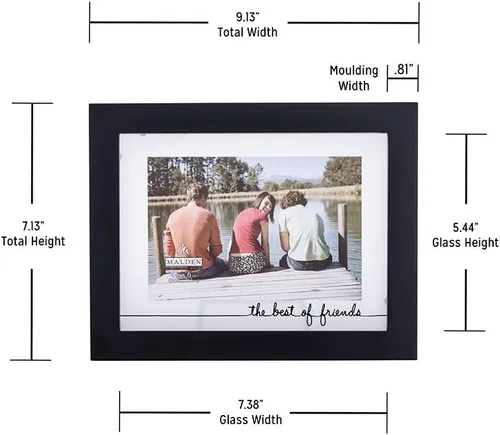 Vista 8 de Malden International Designs Rustic Woods - Marco flotante de vidrio serigrafiado "The Best of Friends" con paspartú, 4 x 6 / 6 x 8 pulgadas