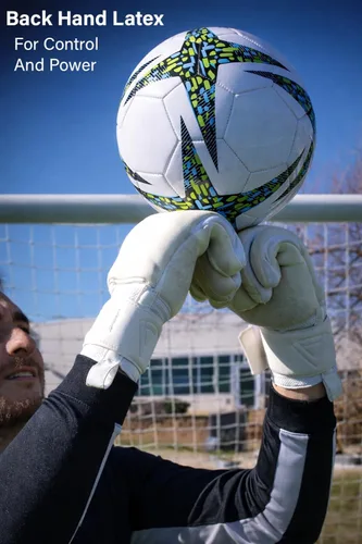 Vista 5 de Professional Goalkeeper Gloves, 4+3 mm Protection, Level 5 Super Grip, Removable Finger Guard Protection, Youth and Adult, All-Levels