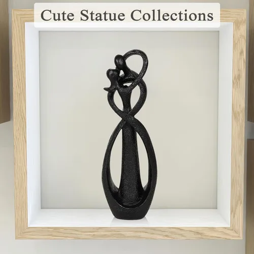 Vista 7 de Trycooling Estatua de los amantes de los besos, escultura abstracta, estatuas de resina para decoración del hogar, oficina, estante de escritorio