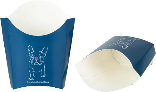 Vista 16 de Restaurantware Bio Tek - Taza de papas fritas desechables de 4.7 x 3.5 x 5.1 pulgadas, 100 vasos desechables para refrigerios, papel azul y blanco