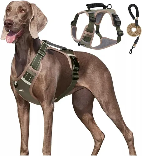 Vista 7 de Arnés para perro ajustable reflectante sin tirones, para perros medianos y grandes con correa de 59.06 pulgadas (negro, XS)