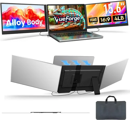 Vista 9 de Extensor de pantalla para laptop, 14 pulgadas, FHD 1080P, monitor portátil ultrafino para laptop con puerto USB-C/HDMI, Plug & Play