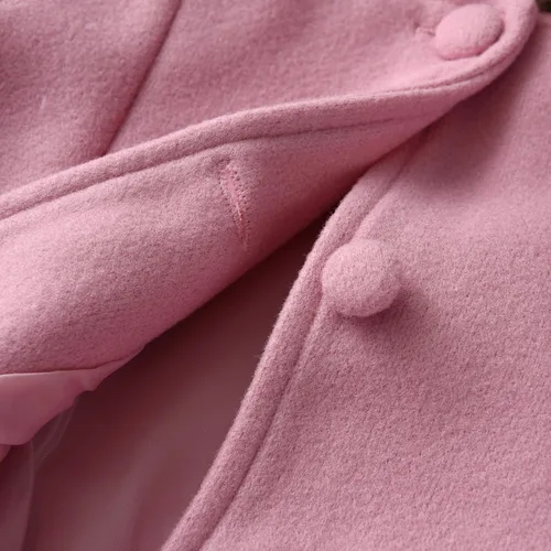 Vista 8 de Eghunooy Chaqueta de forro polar para bebé niña, manga larga, con botones, leopardo, con capucha, mezcla de lana, ropa de abrigo