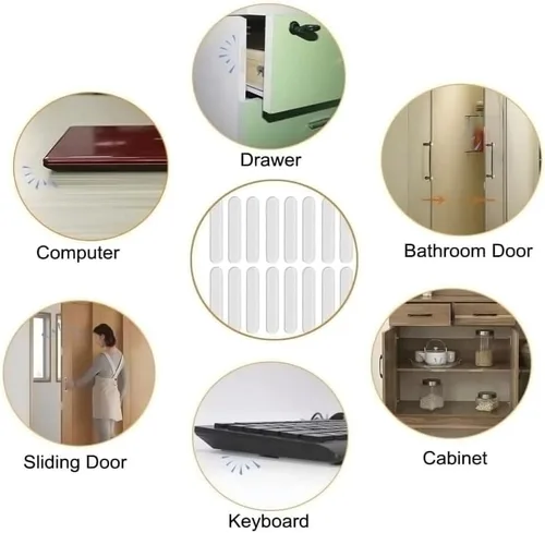 Vista 3 de Protector de pared para pomo de puerta lavable y reutilizable, redondo, transparente, de silicona, brillante, para pomos de puerta, cabecera, puerta