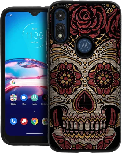 Vista 12 de CasesOnDeck Funda delgada compatible con Motorola Moto E (2020) / Moto E [Armadura cepillada] Negro de doble capa delgada cubierta de agarre