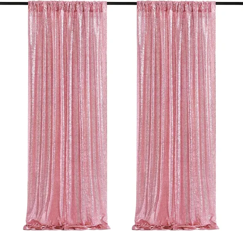 Vista 76 de Cortinas de fondo de lentejuelas con purpurina azul bebé, 2 piezas de 2 x 8 pies, telón de fondo de fiesta de baby shower para niños, hermosas