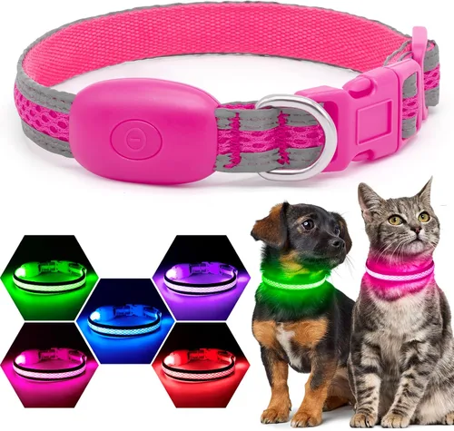 Vista 17 de Flashseen Collar LED para perro, collar de perro con luz recargable por USB, luces más brillantes para caminar por la noche, collar de perro con luz