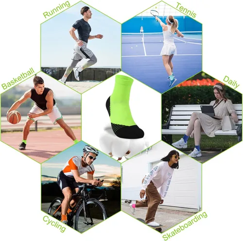 Vista 5 de NIcool Calcetines tobilleros deportivos con soporte de arco para mujeres y hombres, calcetines brillantes para correr, ciclismo, senderismo