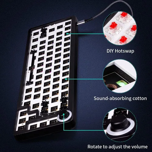 Vista 5 de La caja de conexiones programable intercambiable en caliente GK68 RGB se puede reemplazar con interruptor de kit de teclado mecánico de bricolaje