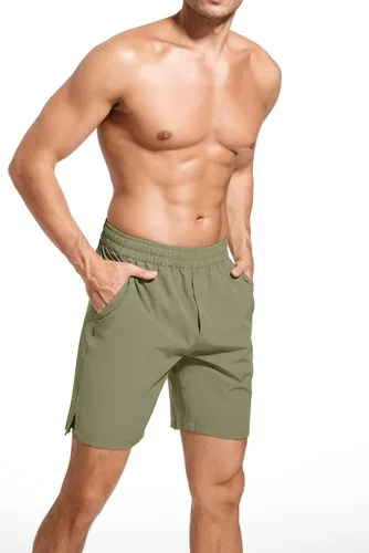 Vista 2 de Kgamfar Pantalones cortos deportivos para hombre, de secado rápido, con cordón en la cintura, pantalones cortos atléticos para gimnasio