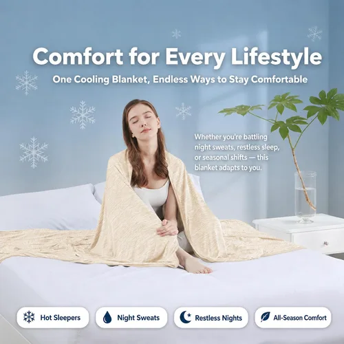 Vista 6 de Degrees of Comfort - Manta de enfriamiento tamaño Queen, mantas de verano para personas que duermen con calor, Q-Max>0.4 Fibra fresca, ropa de cama
