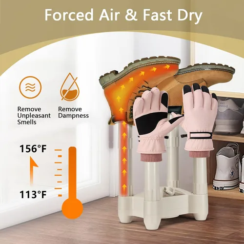 Vista 2 de COSTWAY Secador de zapatos, secador de botas y calentador con temporizador de 0 a 180 minutos, protección contra sobrecalentamiento, secado rápido