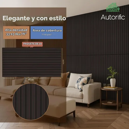 Vista 3 de Paneles acústicos de chapa de madera, paquete de 4 paneles de sonido de 47.2 x 23.6 pulgadas, paneles decorativos de madera grandes para pared