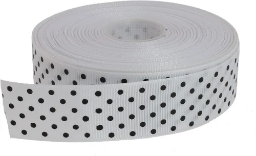 Vista 41 de Cinta de grogrén de lunares de 25 yardas cada rollo 100% poliéster (1 pulgada, beige)