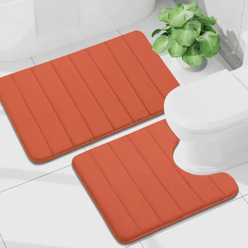 Vista 43 de Buganda Juego de 2 alfombras y tapetes de baño de espuma viscoelástica, lavables a máquina, suaves, antideslizantes, absorbentes, para baño, ducha