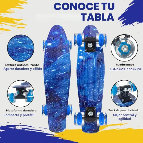 Vista 4 de Nattork Patinetas 22 Pulgadas Mini Cruiser Patineta Completa Tablas Retro con Ruedas de Luces Coloridas para Niños, Niñas, Chicos, Principiantes