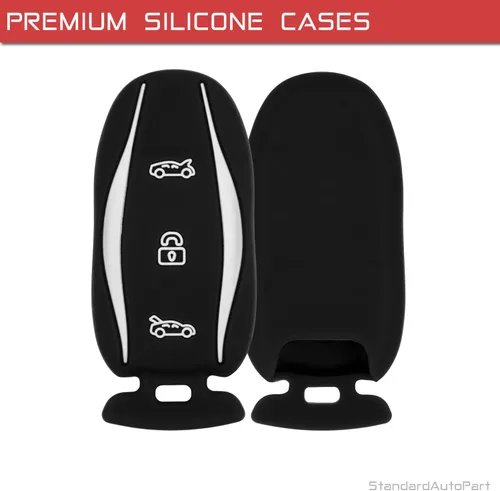 Vista 4 de StandardAutoPart Funda de silicona para llave inteligente remota de proximidad de 3 botones compatible con Tesla Model X (negro)
