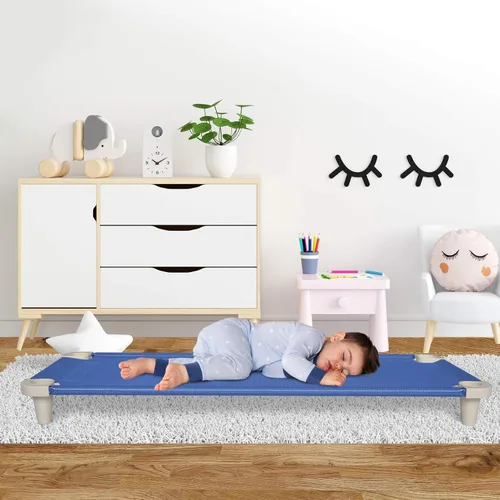 Vista 4 de Acrimet Cuna de siesta para niños, cama portátil para niños pequeños, apilable, 52 pulgadas de largo (tubos de acero inoxidable)