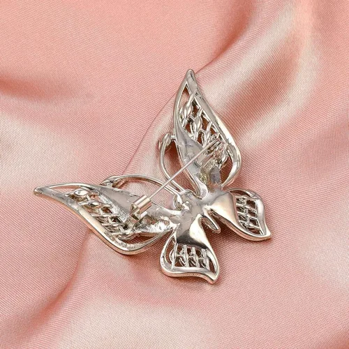 Vista 6 de Broches para mujer, broche de mariposa de perlas para mujer, broches de moda para ropa de mujer, obra maestra, broche, plata, Metal