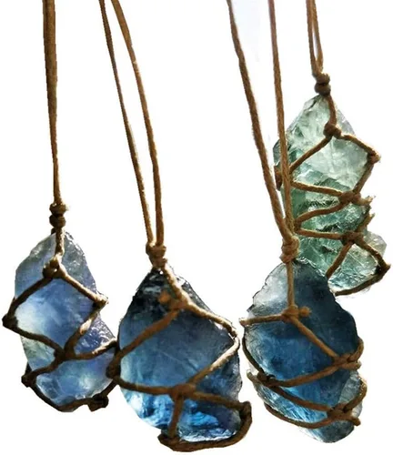 Vista 9 de AITELEI Collar con colgante de cristal de amatista natural crudo para curación de chakras de Reiki, piedra de tratamiento con cuerda tejida a mano
