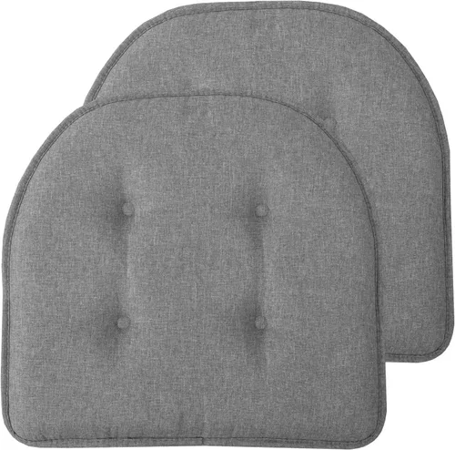 Vista 75 de Sweet Home Collection - Cojín de asiento de espuma viscoelástica y respaldo de caucho antideslizante con capitoné para silla, cojín en U, 17x16 Gris